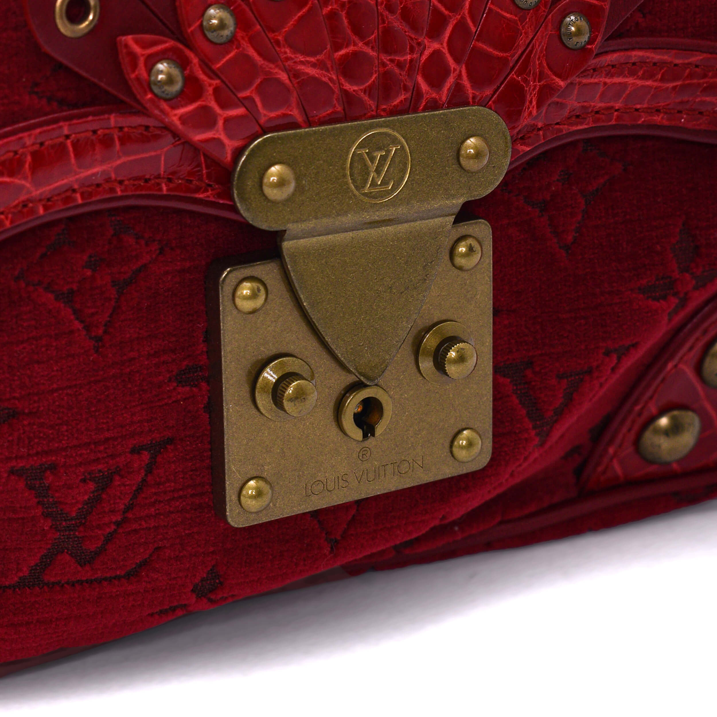 Louis Vuitton - Red Velours Alligator Irvine Satchel Limited Edition Bag